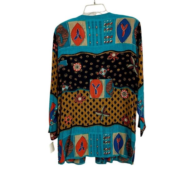 MJ Carroll Women Multicolor Lightweight Long Sleeve Jacket Blazer Coat Sz M NWT - Picture 2 of 12